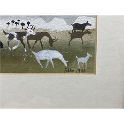 Mary Fedden OBE RA RWA (British 1915-2012): The Goat Herder, watercolour and ink signed and dated 1988, 7.5cm x 19cm