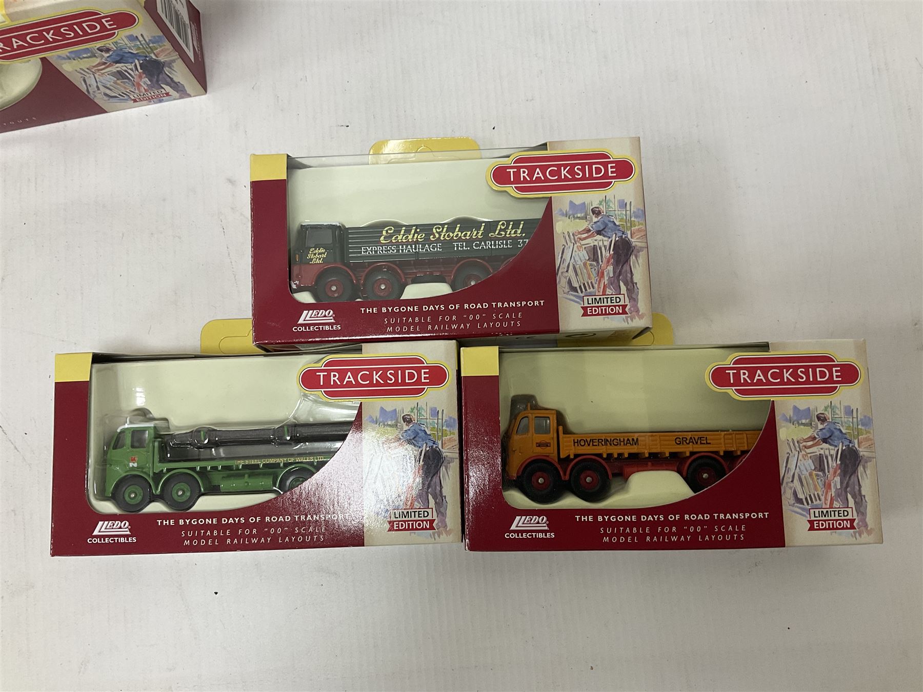 Corgi/Lledo - twenty six mostly ‘Trackside’ 1:76 scale model die-cast vehicles to include Corgi limited edition DG198001 Scammell Contractor Trailer & Transformer Load; together with Lledo Trackside Eddie Stobart ES1002 2 Piece Tin Plate Depot & AEC Platform Trailer; all in original boxes (27) 