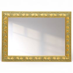 Rectangular wall mirror in gold floral relief frame