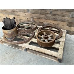 Various cast iron implement wheels