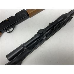Crosman 760 .177 cal. Junior air rifle with under lever faux pump action and simulated wooden fittings; serial no.278047476, L90cm overall; and SMK B1 Synthetic .22 cal. Youth's air rifle with break-barrel action and 4 x 20 scope; serial no.1721229956084915F, L98.5cm overall (2)  NB: AGE RESTRICTIONS APPLY TO THE PURCHASE OF AIR WEAPONS.