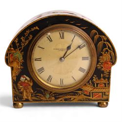 Winsor Bishop & Co - chinoiserie arched top mantel clock, circa 1930's, the dial with Roma...