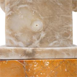 Attrib. Ernst Paul Hinckeldey (German 1893-1953): Girl Reading, alabaster sculpture bearing signature to plinth verso, on marble base H29cm 