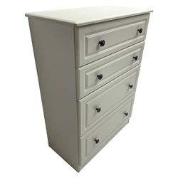 Contemporary white finish chest, fitted with four graduating drawers