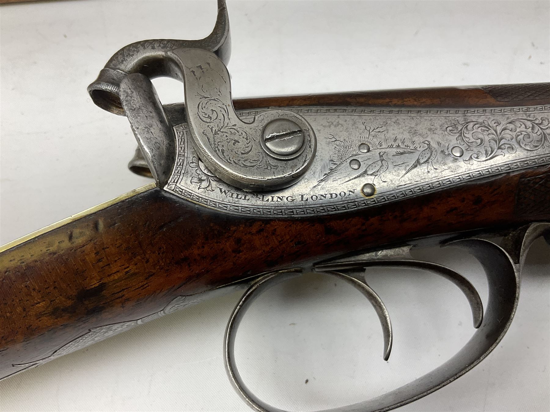 William Ling of London 15-bore double barrel side-by-side percussion shotgun, No.168, the 74cm (29