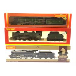 Hornby '00' gauge - Pete Waterman Collection limited production Class 5MT 4-6-0 locomotive No.45190, boxed with slipcase; Patriot Class 5XP 4-6-0 locomotive 'Home Guard' No.45543, boxed; and Class A1 4-6-2 locomotive 'Flying Scotsman' No.4472, boxed but lacks inner packaging (3)