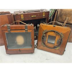 Collation of folding plate cameras of various sizes folding plate in mahogany and lacquered brass, together with camera plates and slides
By vendors repute some slide are from the Gandolfi workshop