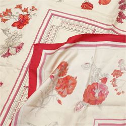 Hermes 'Quai aux Fleurs' silk scarf, in pink and cream colourway, designed by Hugo Grygker, 86cm x 89cm