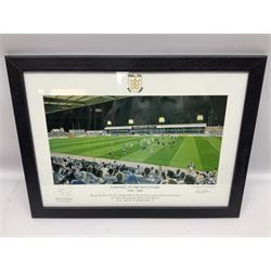 Hull F.C. memorabilia; Clive Sullivan 1986 memorial game programme, Open Evening 1994 programme with multiple player signatures, 'Old Faithful' 45rpm record, Wembley rosettes, 2000 team poster with facsimile signatures, framed print 'Farewell to the Boulevard 1895-2002', fully signed team photograph, various booklets, CD, DVD etc; and a folder containing the Merlin Rugby League card collection