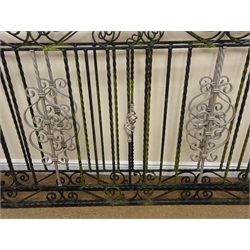  Pair ornate wrought iron driveway gates, W366cm, H135cm  