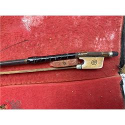 Chinese Parrot violin with 35.5cm two-piece back; L59.5cm in carrying case; and early 20th century German violin for restoration; bears label 'Antonius Stradivarius Faciebat Anno 1730'; cased with bow (2)