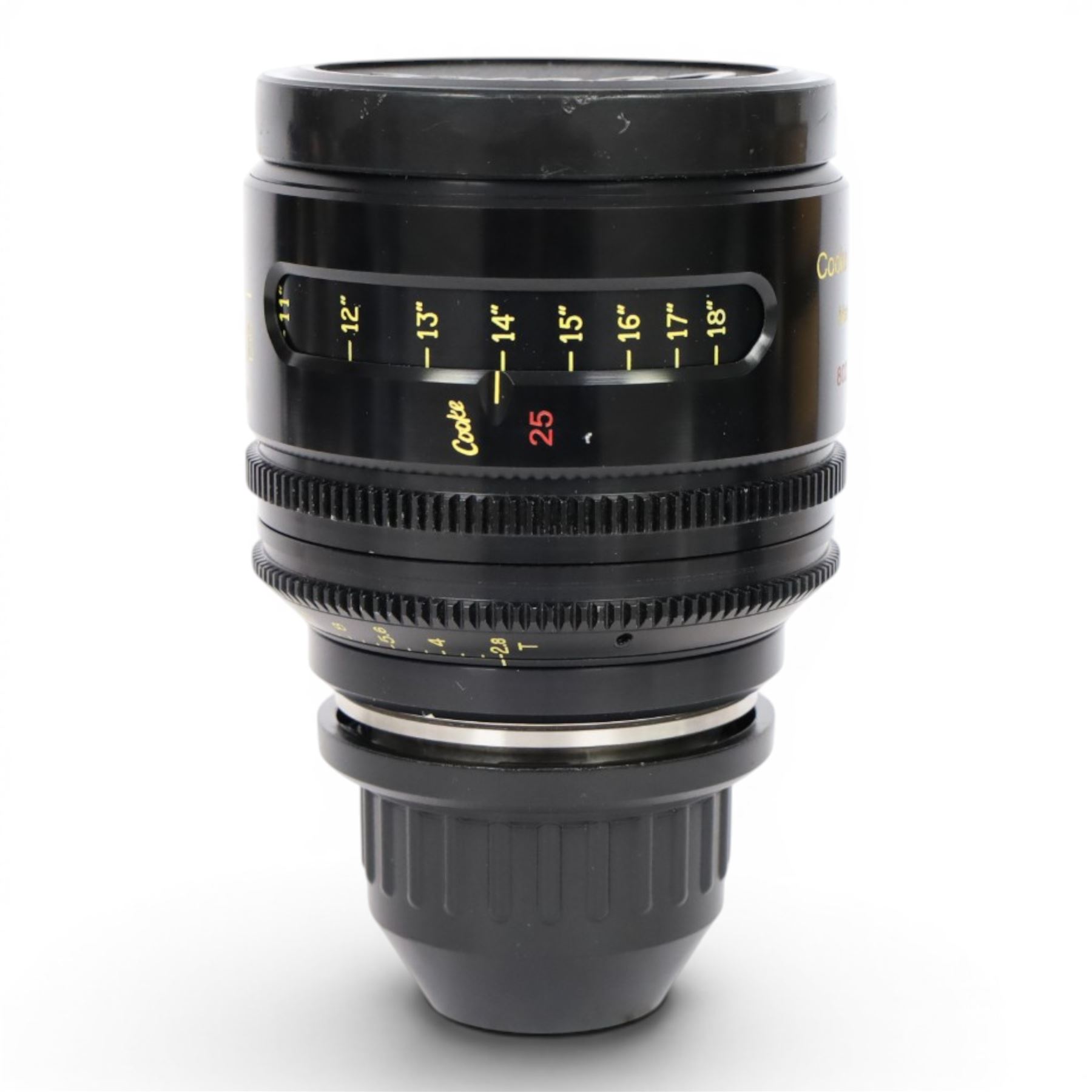 Cooke Mini S4/i 25mm T2.8 prime lens with PL mount, serial no. 8025-0714, with front and back lens caps