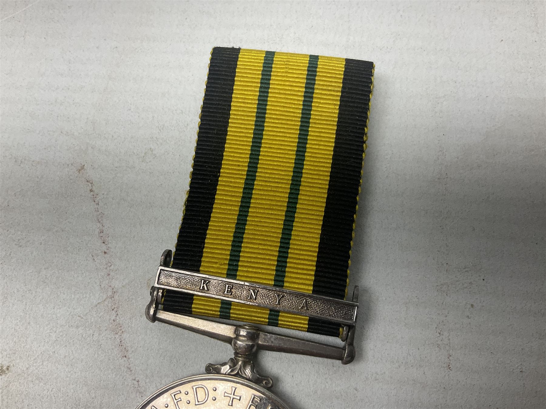 ERII Africa General Service Medal with Kenya clasp awarded to 22794613 Cpl. T. Leech R.A.M.C.; with ribbon