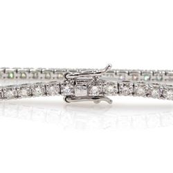 18ct white gold round brilliant cut diamond line bracelet, stamped 18K, total diamond weight approx 5.00 carat