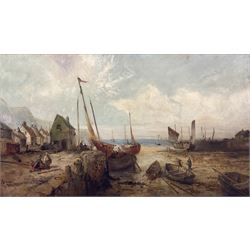 William Edward Webb (British 1862-1903): Peel Harbour - Isle of Man, oil on canvas signed 55cm x 95cm 
Provenance: private collection, purchased H C Chapman & Son Scarborough 25th June 1996 Lot 291 
