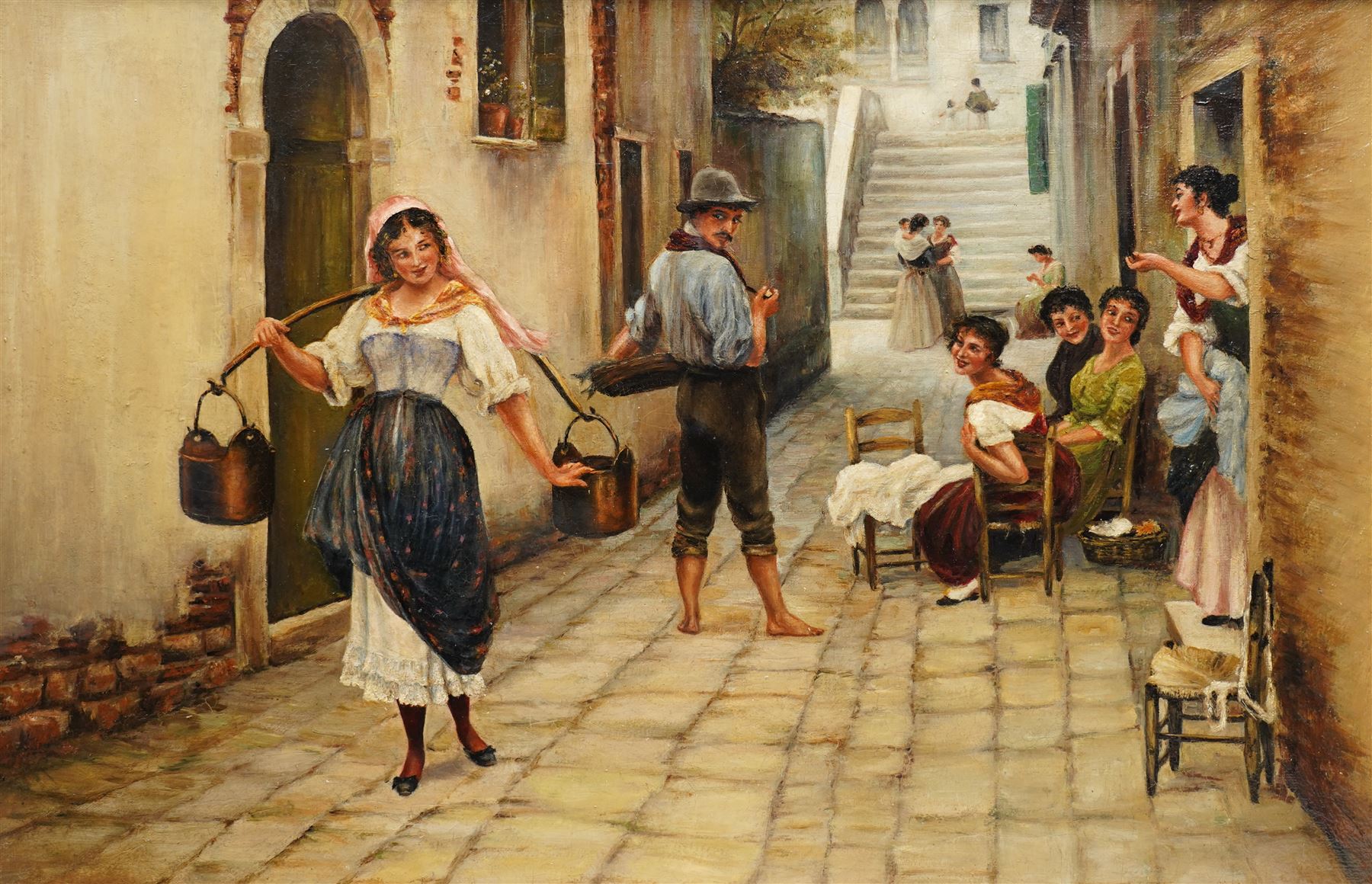 After Eugene de Blaas (Austrian 1843-1931): The Flirtatious Maid, oil on canvas unsigned 50cm x 76cm