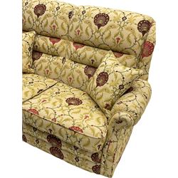 Vale Bridgecraft - Langfield two seat sofa, upholstered in Agra Cranberry fabric, mahogany feet, with David Gundry scatter cushions