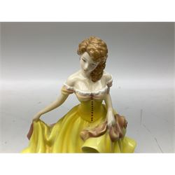 Five Royal Doulton figures from the Pretty Ladies collection, comprising Spring Ball HN5467, Autumn Ball 5465, Summer Ball HN5464, Summer HN5322 and Spring HN5321