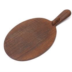 Mouseman - Oval cheeseboard with carved mouse signature by the workshop of Robert Thompson, Kilburn