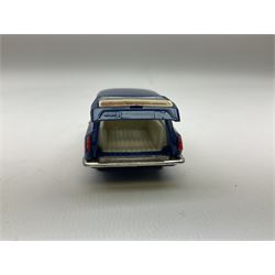 Corgi - Ford Consul Cortina Super Estate No.440 with metallic dark blue body, white interior, brown side panels, opening tailgate, with golfer, caddie boy, trolley and bag, complete with inner stand and packing piece; boxed