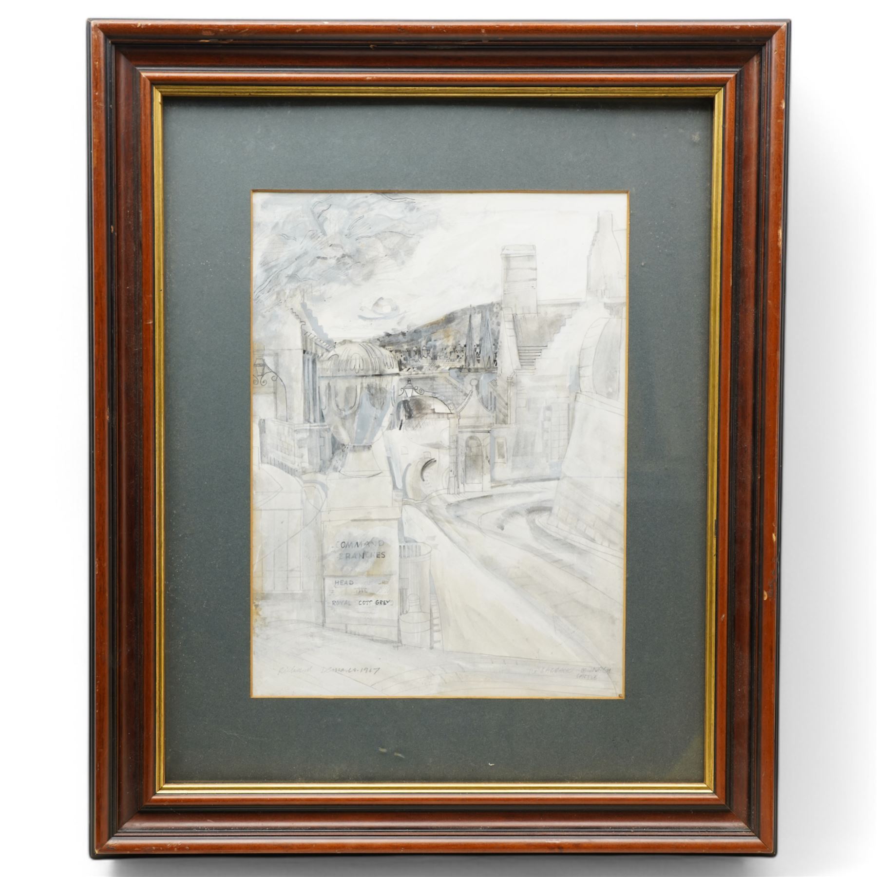 Richard Demarco (Scottish 1930-): The Barracks - Edinburgh Castle, pencil watercolour and ink signed titled and dated 1967, 37cm x 28cm