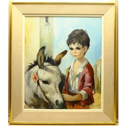 Audrey Dallas-Simpson (American 1925-1984): 'Pietro and Violet', oil on canvas signed 59cm x 49cm