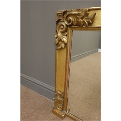  Early 19th century carved giltwood and gesso over mantel mirror, 108cm x 61cm  