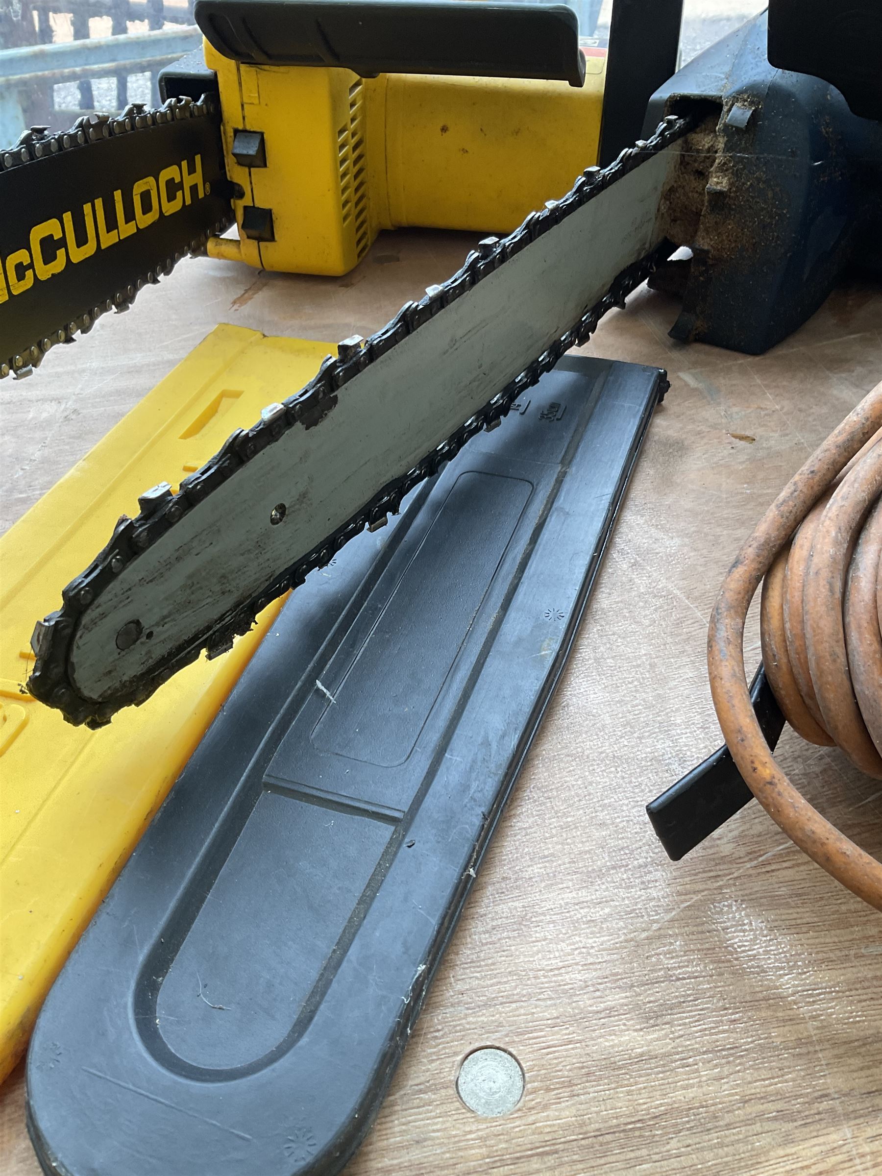 Pair of McCulloch and Challenge Extreme electric chainsaws together with electric Impact wrench  - THIS LOT IS TO BE COLLECTED BY APPOINTMENT FROM DUGGLEBY STORAGE, GREAT HILL, EASTFIELD, SCARBOROUGH, YO11 3TX