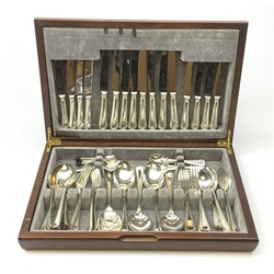 A mahogany cased silver plated canteen of cutlery. 
