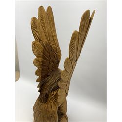 Carved wooden figure, modelled as an eagle, H77cm