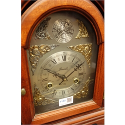  Arch top mantel clock, dial inscribed Lincoln, twin trin 31day movement  striking the half hours on two rods, H36cm  