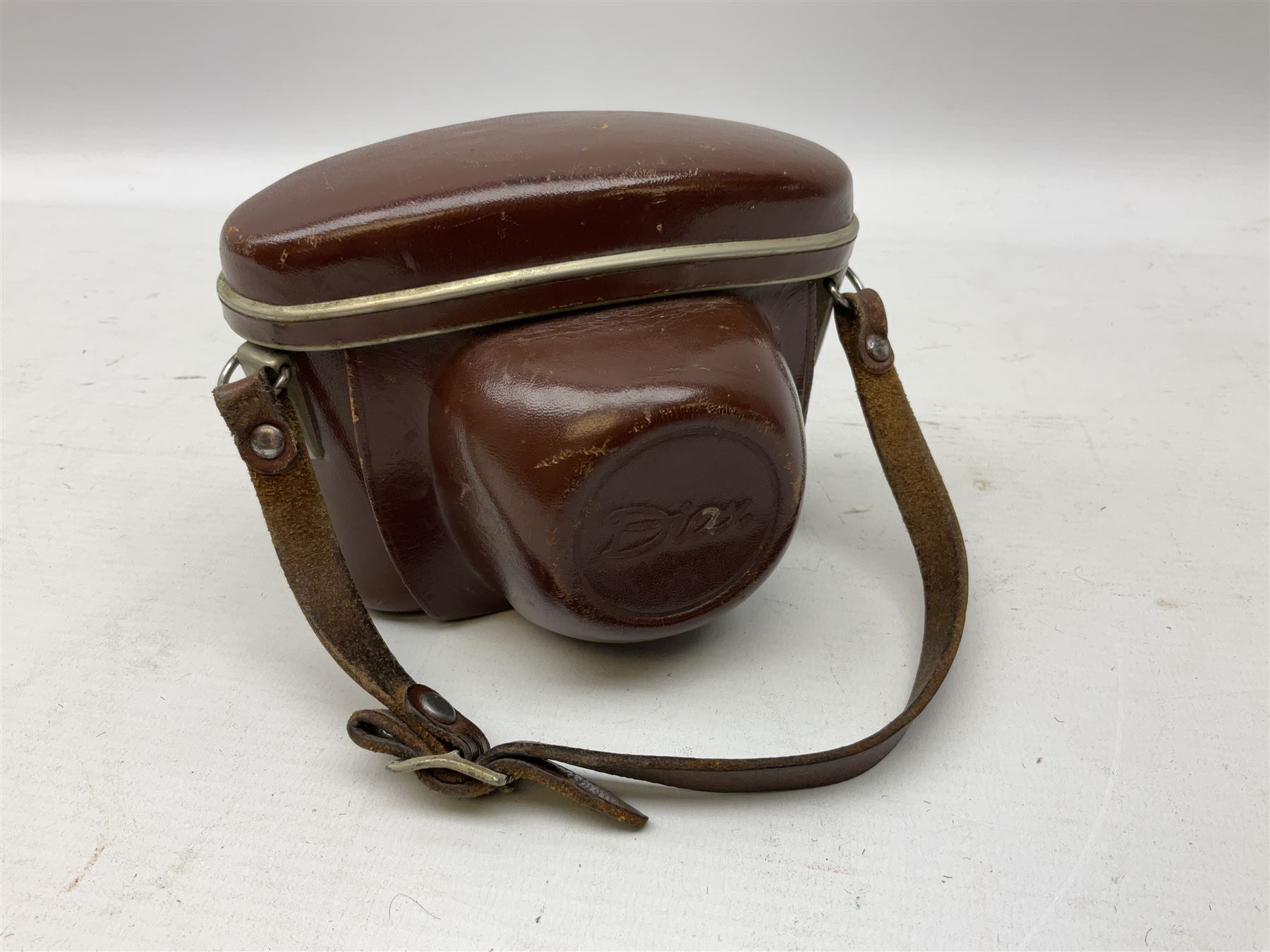 Diax IIa Rangefinder camera body with 50mm f/2.8 Xenar lens, in leather camera case