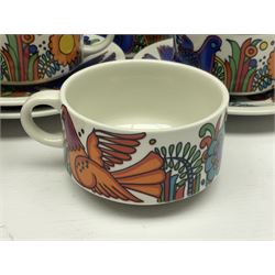 Villeroy & Boch Acapulco pattern coffee set for six, comprising coffee pot, milk jug, sugar bowl, seven coffee cups and six saucers, all with printed mark beneath