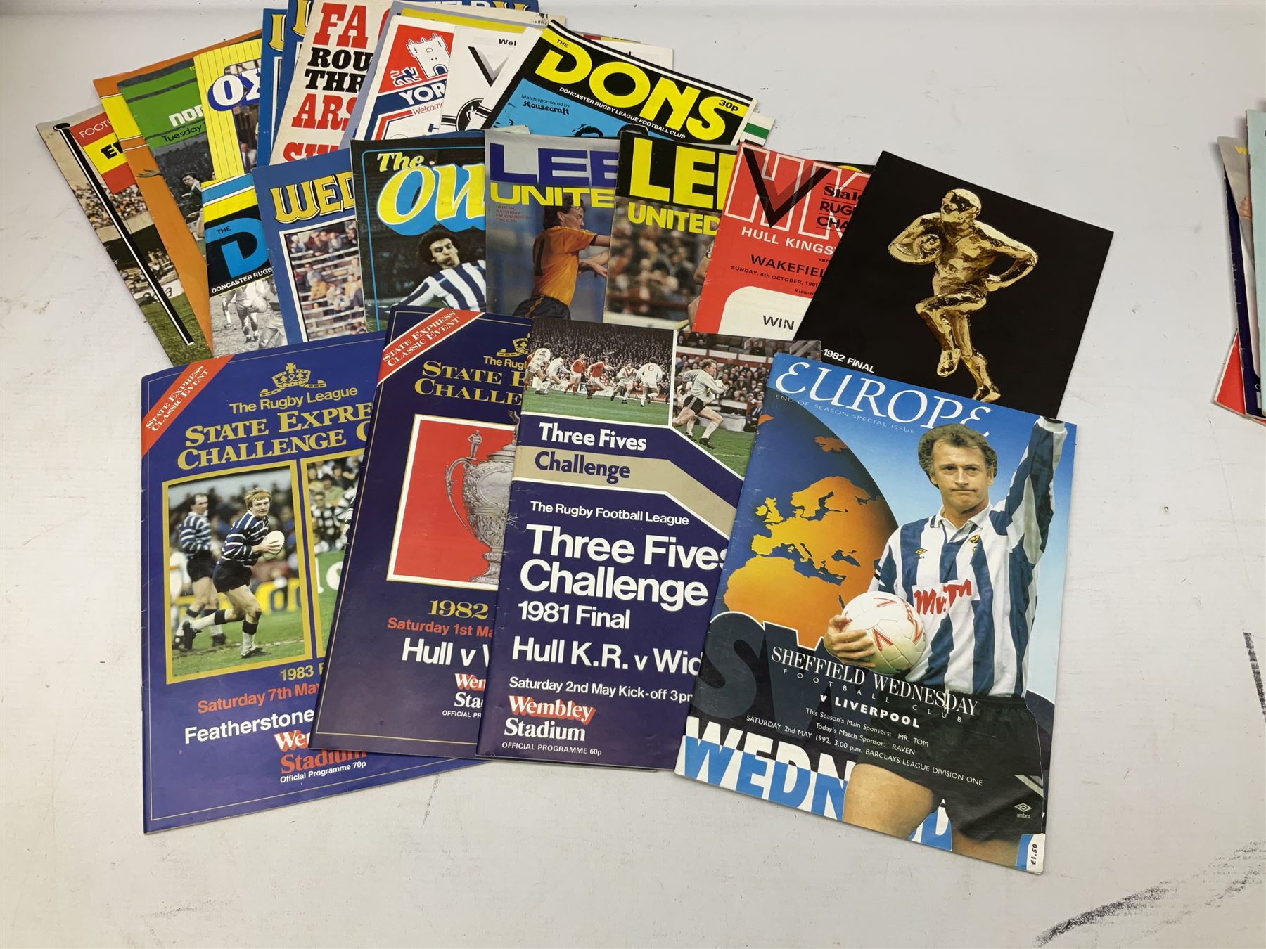 Quantity of football and rugby leave programs, to include Hull City 1949, Hull KR 1980's, Darlington FC 1960's, Liverpool 1960's, etc. 