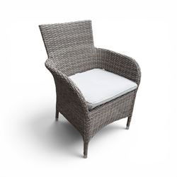 LG Outdoor - rattan bistro set, comprising two armchairs and table with tempered glass top