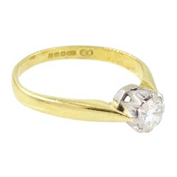 18ct gold diamond ring, eight claw set with a single round brilliant cut diamond of approx 0.40 carat, Sheffield 2002