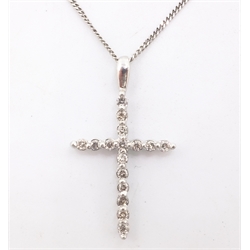  Platinum and diamond cross on white gold chain hallmarked 18ct  