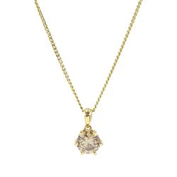 18ct gold round brilliant cut fancy light brown diamond pendant, stamped 750, on silver-gi...