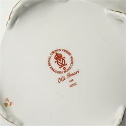 Royal Crown Derby Imari 1128 pattern square footed basket/dish, boxed, W23cm; together with two further pairs of vases in the same pattern, H9.5cm and H7cm (5)