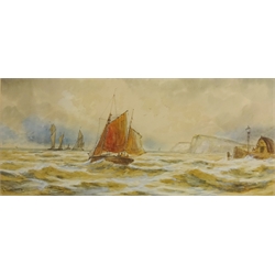  Sailing Boats at Sea, 19/20th century watercolour signed by T Mortimer 22.5cm x 50.5cm  