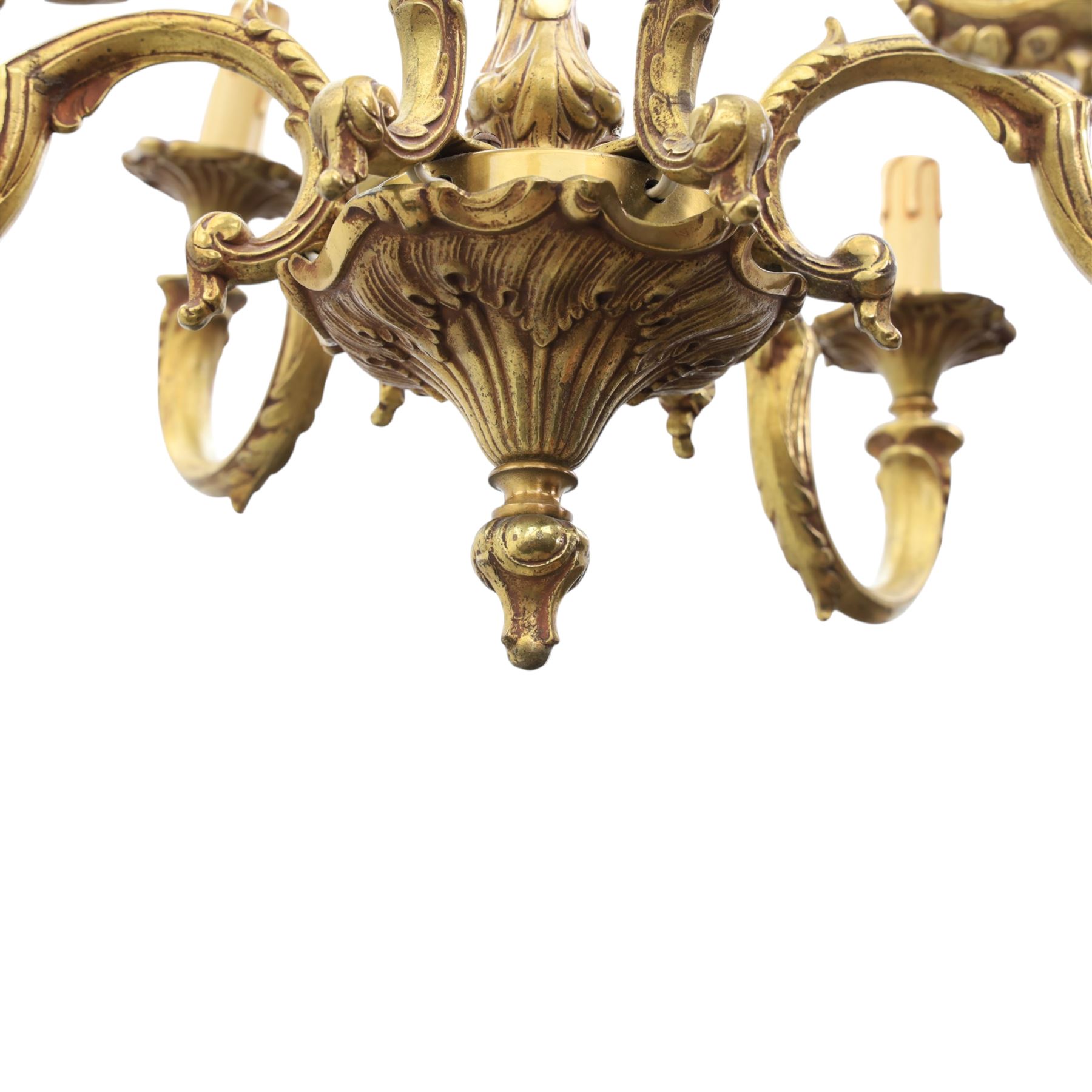 Early 20th century Rococo Revival gilt bronze six branch chandelier