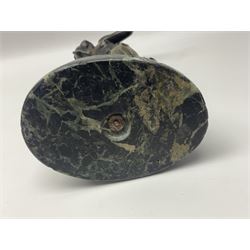 After C. Rochlitz, bronze, modelled as a semi nude female figure, upon a marble plinth, overall H31cm