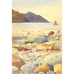 Arthur Netherwood (British 1864-1930): Rocky Shoreline, watercolour signed 32cm x 22cm