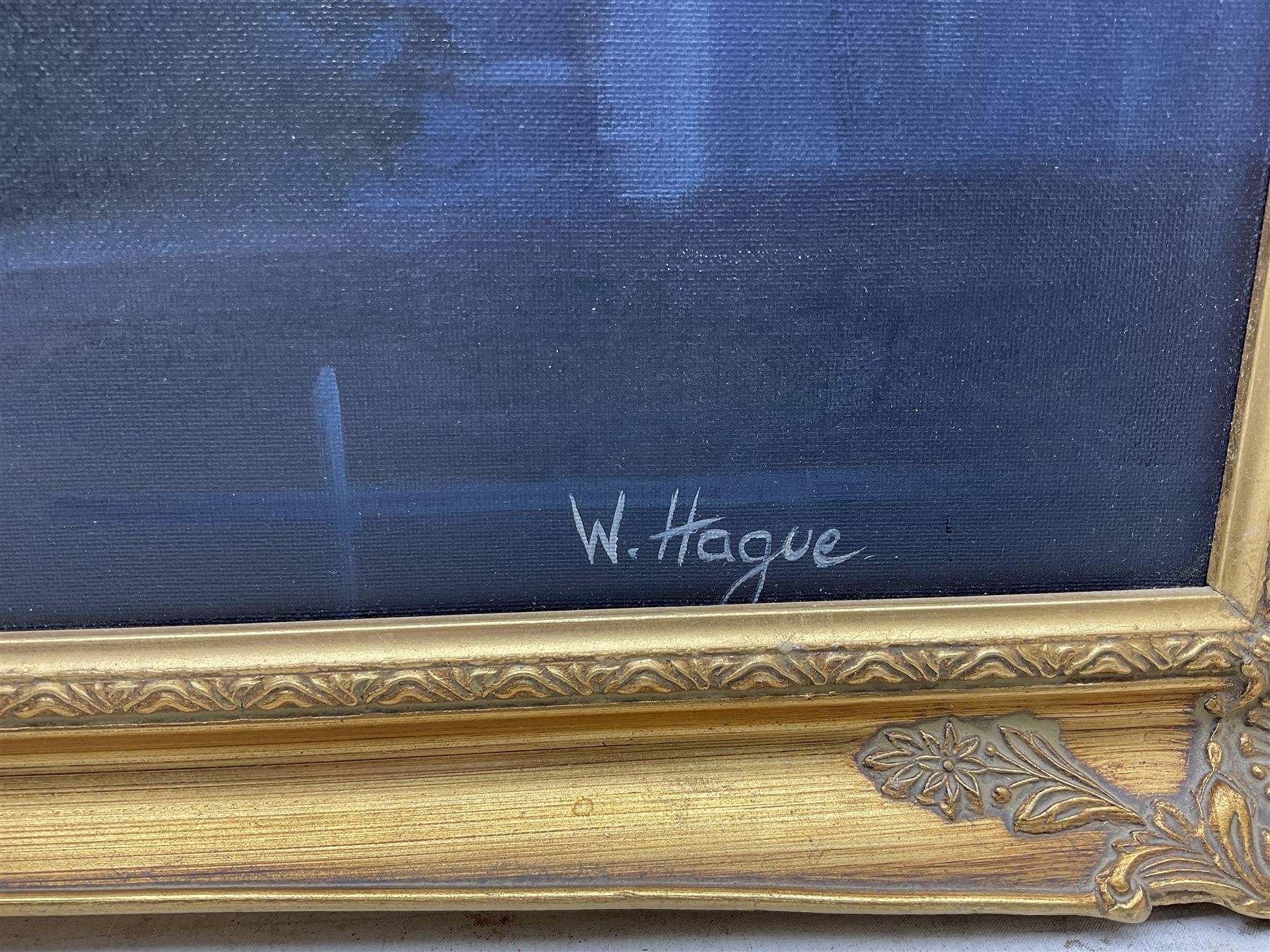 W Hague (British Contemporary): The York Minster Fire of 1984, oil on canvas signed 60cm x 90cm