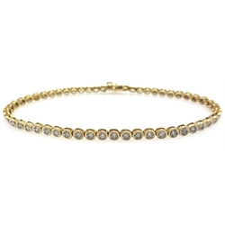  9ct gold circular set diamond line bracelet hallmarked   