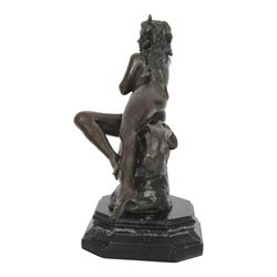 After Felix Maurice Charpentier, 'L`Etoile Filante', bronze sculpture of a female nude, with cast signature and J.B. Deposee foundry mark, upon canted marble base, H30cm