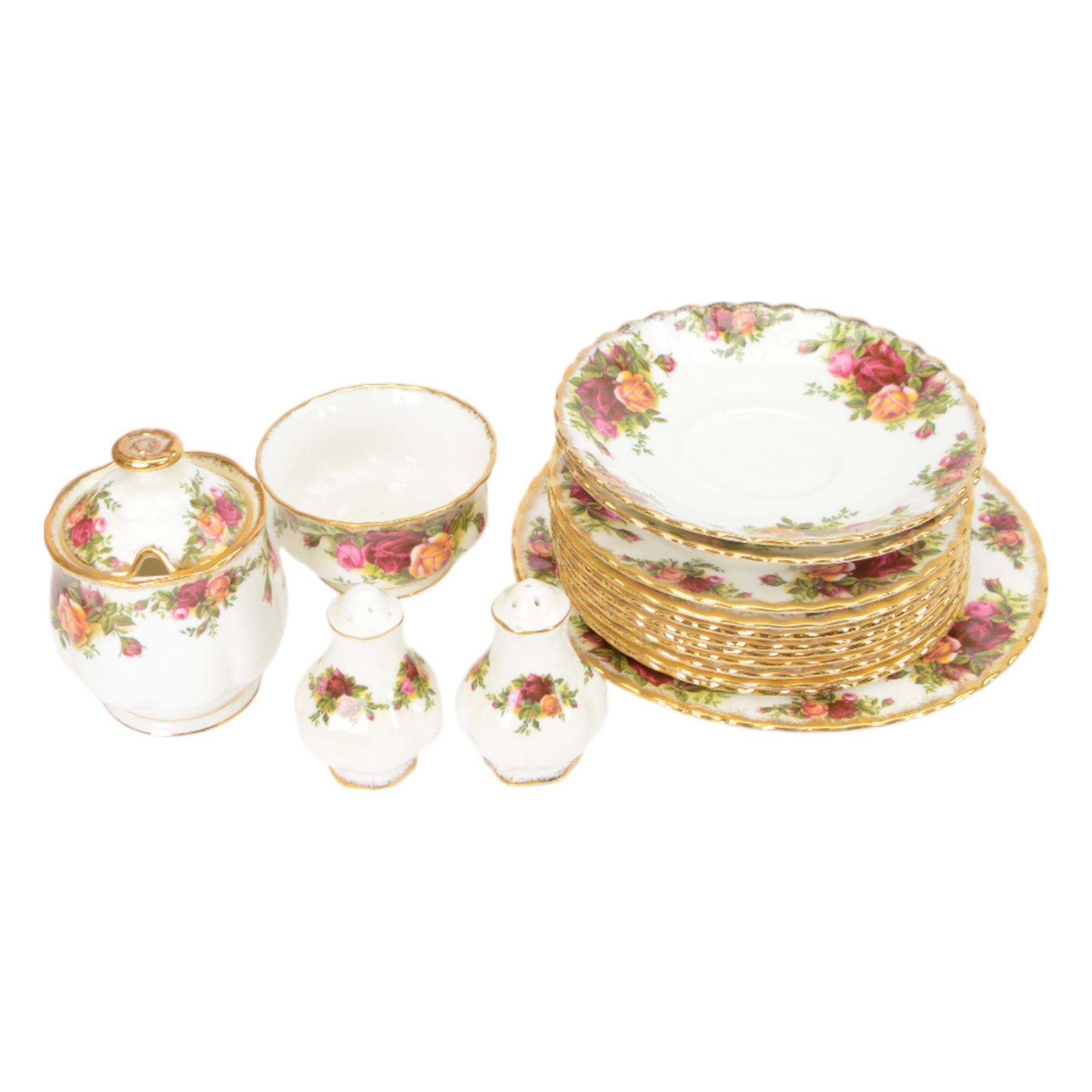 Royal Albert Old Country Roses tea and dinner service, including teapot, coffee pot, milk jug, covered sucrier, six cups and saucers, eight dinner plates, eight soup bowls, sauce boat and saucer etc