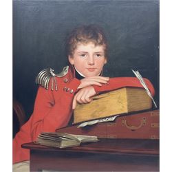 Attrib. Robert Home (British 1752-1834): Half Length Portrait of a Boy in Uniform, oil on canvas unsigned 72cm x 62cm 
Provenance: private East Yorkshire collection, purchased Christie's 5th July 2013 Lot 137