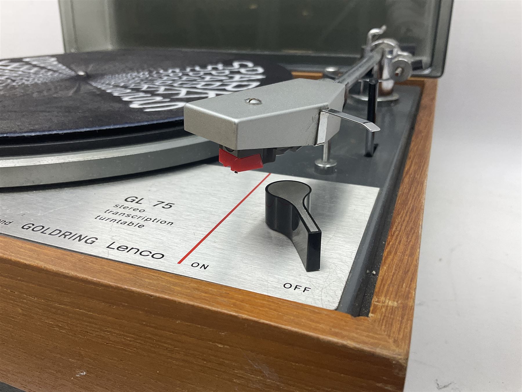 Goldring Lenco GL 75 Stereo Transcription turntable, in a teak case, H15cm, W54cm 