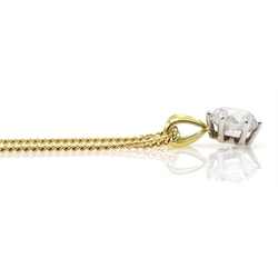  Gold diamond solitaire pendant, stamped 14k on a 9ct gold necklace hallmarked, diamond approx 2 carat  